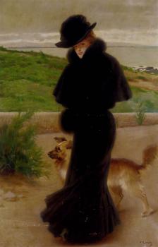 維托裡奧 梅特奧 柯爾尅斯 An Elegant Lady With Her Faithful Companion By The Beach